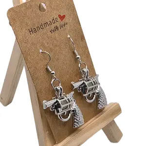 Handgun Earrings Unique Silver Finish Handmade with Love Cute Earring Style Hook Earrings for Bold Fashion Statement