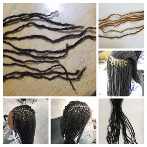100% Human Hair dreadLocks 10 handmade 6-8" very small 1b dark brown 1.5-2 mm
