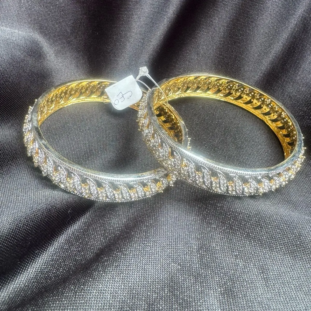 Trendy Stone Studded American Diamond Bangle Set