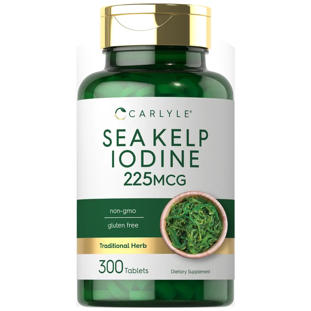 Carlyle Sea Kelp Iodine Supplement | 225mcg | 300 Tablets | Non-GMO, Gluten Free | Traditional Herb Supplement