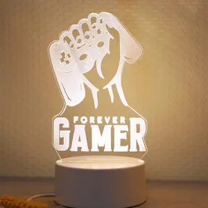 Game Controller Night Light, USB Powered Creative Glowing Desk Lamp, Atmosphere Light, 3D Decorative Night Light for Bedroom Gift