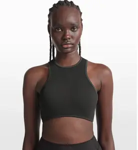 SKIMS RIBBED SEAMLESS RACER FRONT BRA Obsidian/Armor