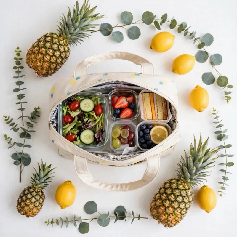 Avocado Lunch Bag - Insulated Lunch Tote Bag for Women, Cute Reusable Lunch Box Bag for Office Work School Picnic / Insulated Lunch Bag for Women - Pineapple Print Cute Lunch Tote Bag, Small Reusable Cooler Lunch Box Bag for Office Work School
