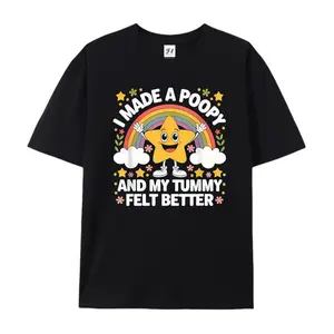 I Made A Poopy Cute Star Rainbow Graphic Cotton T-Shirt