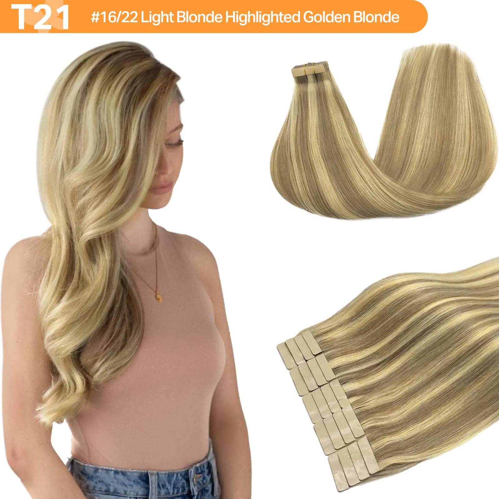 #P16/22 Light Blonde Highlighted Golden Blonde