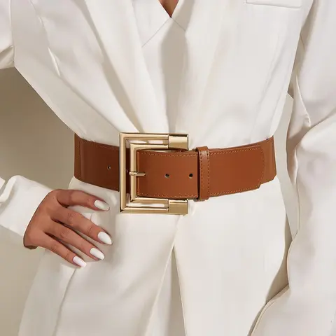 1 Piece Women's Elegant Solid Color Western Buckle Belt, Trendy Plain Color Wide Waistband Belt, Fashionable Western Style Belt for Dress & Jeans for Daily Decoration, Modern Buckle Belts, Stylish Belts, Belt with Buckle, Belts For Dresses