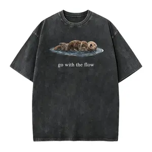 Vintage Go With The Flow Otter T-Shirt, Funny Animals Tee