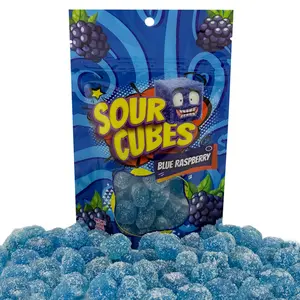 Sour Cubes Chewy Gummy Candy, Tangy Blocks Gummy, Blue Raspberry, Grape, Strawberry, Orange, and Green Apple Flavors, 4 oz Party Size Bag  Blue-Raspberry