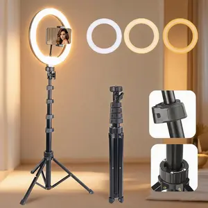 12 Inch Ring Light Kit with 17-63 Inch Extendable Tripod, Fill Light with Adjustable Color Temperatur, Smooth Dimming for Video Recording, Zoom Lighting for Computer, Meeting, Live Streaming, Podcast#SummerVibes