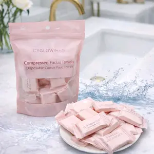 ICYGLOW Compressed Towels 30PCS – 100% Biodegradable Cotton – 24x30cm Disposable Facial Towels – Travel & Skincare Essential