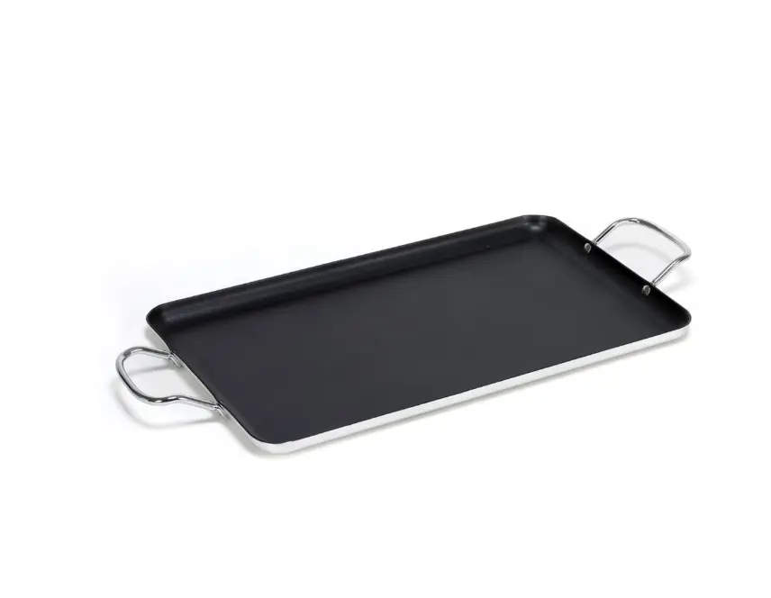 Nonstick Stovetop Double Burner Griddle with Metal Handles, 19-Inch, Black