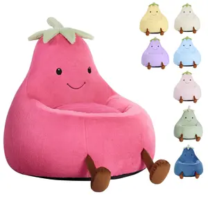 eggplant chair Bean Bag Chairs for Chair Round Sofa Memory Foam Filling Reading Gaming Sofa for Living Room Bedroom bean bag chairs, filled sofas   and covered with artificial rabbit fur