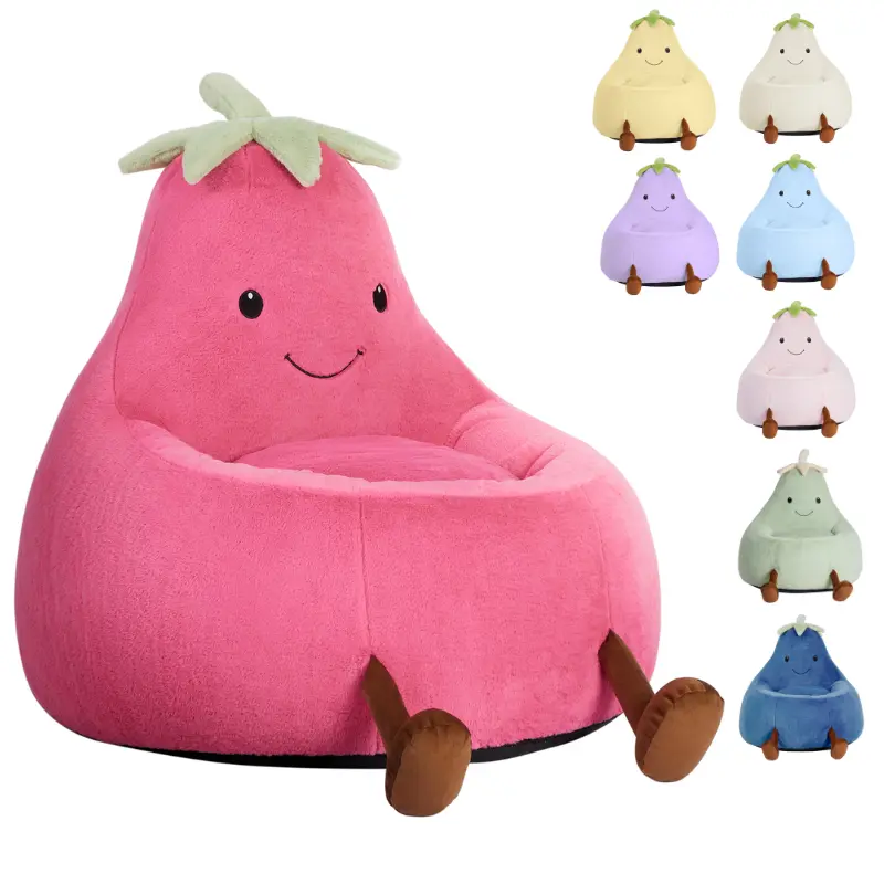 eggplant chair Bean Bag Chairs for Chair Round Sofa Memory Foam Filling Reading Gaming Sofa for Living Room Bedroom bean bag chairs, filled sofas   and covered with artificial rabbit fur