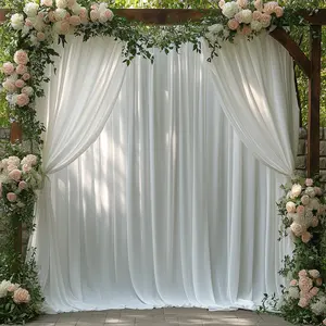 White Backdrop Curtain for Wedding Decor Holiday Party - White Wedding Backdrop Polyester Photography Backdrop Drapes Baby Shower Birthday Privacy Sliding Curtains Home Decor, 2 Panels
