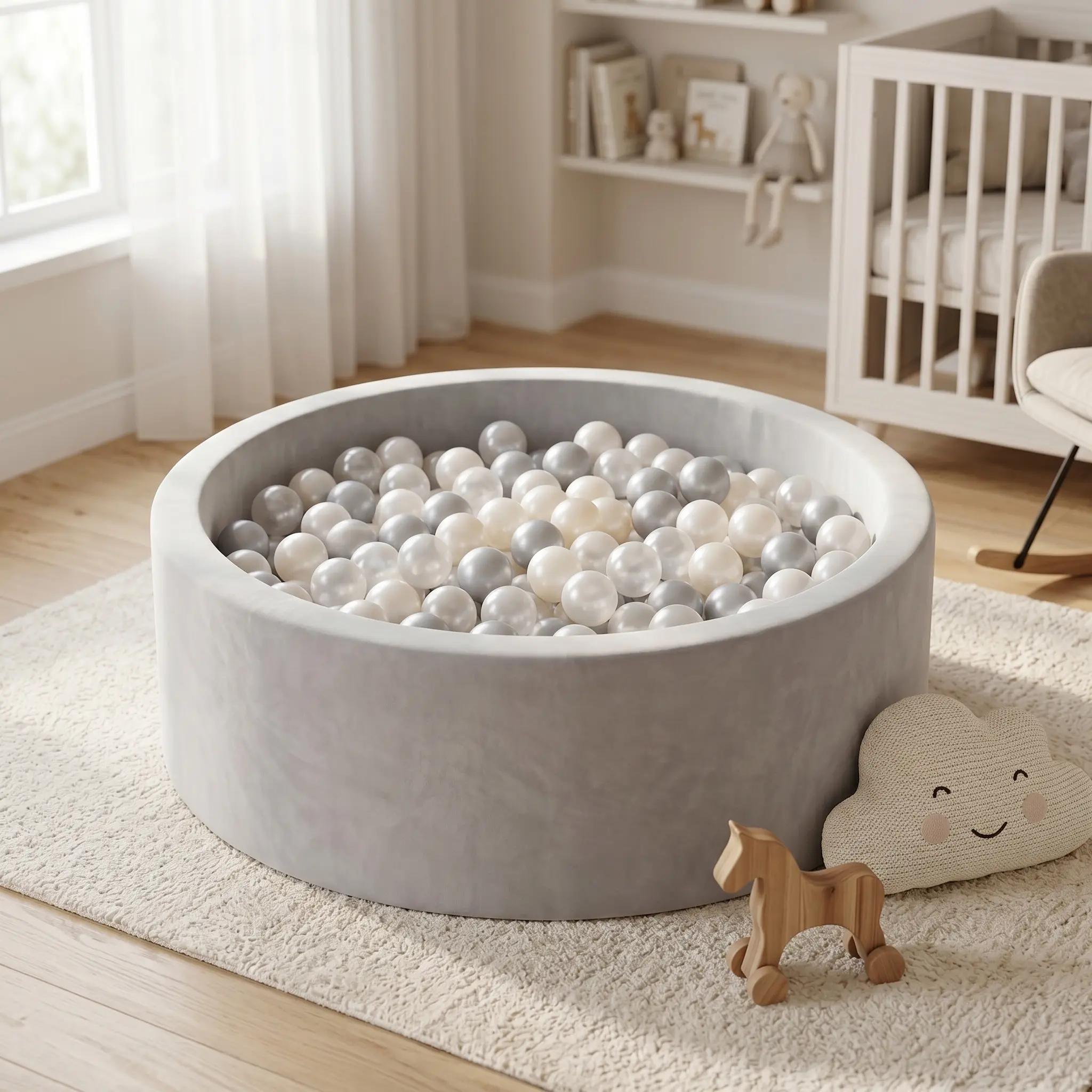 Apojungle Soft Milk Silk Foam Ball Pit for Toddlers - 33”x10” Non-Toxic, Odorless, Safe & Ultra-Soft Baby Playpen for Kids Indoor Play, Seamless Design Supportive Ball Pool for Babies, No Balls Included