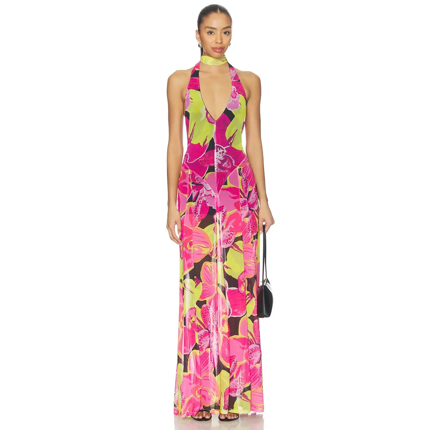 Show Me Your Mumu Katia Maxi Dress in Tropic Night Mesh
