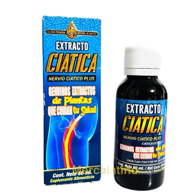 Natural de Mexico Extracto Ciatica 60 ml Healthcare Supplement Dietary Vitamin for Sciatic Pain Relief with Vitamins B1 B2 B3 B6 B12