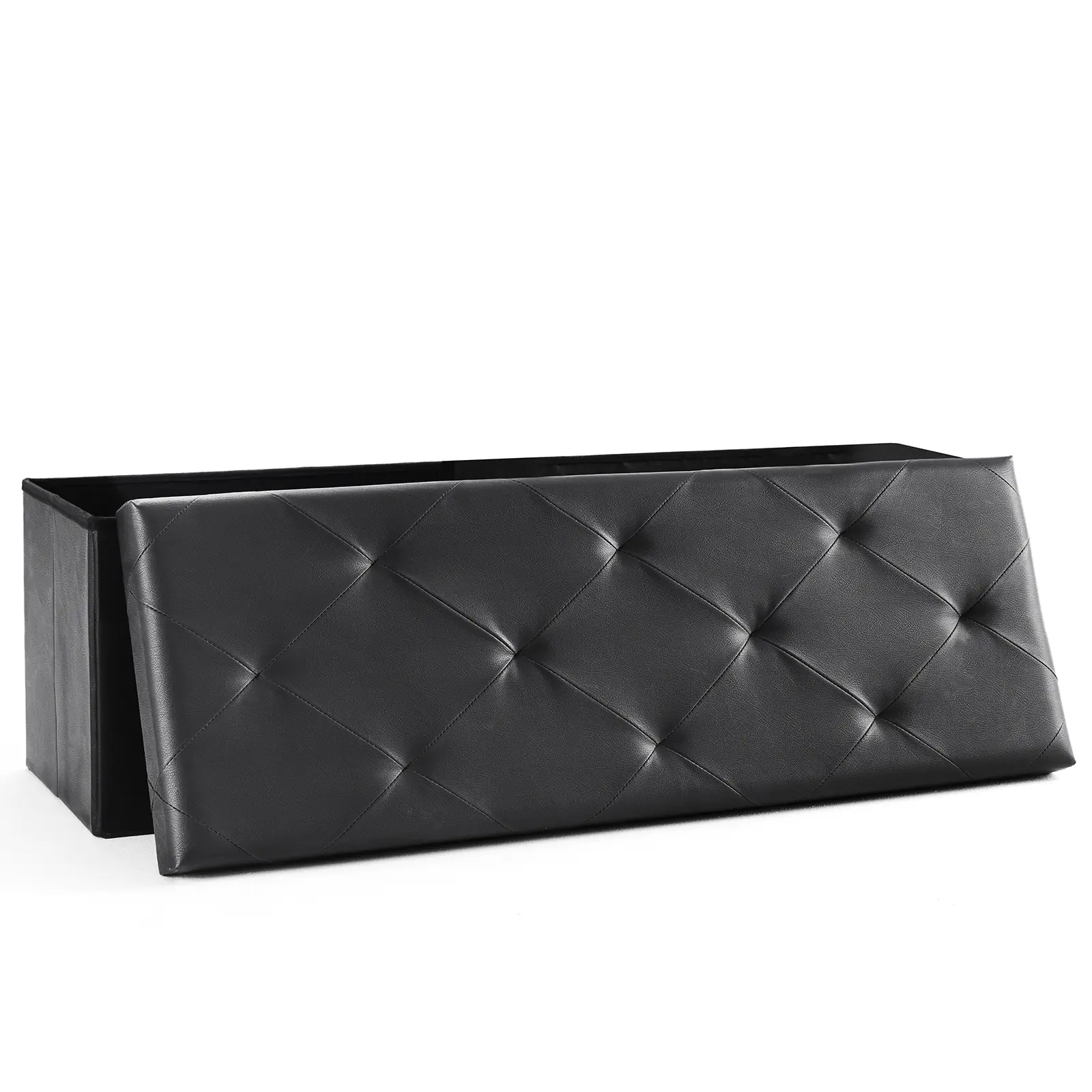 Foldable Storage Ottoman Bench - PU Leather Foot Rest Stool with Hidden Storage, 660LB Capacity for Living Room & Entryway