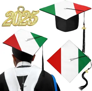 2025 Mexican Flag Print Graduation Cap Class of 2025 Grad Cap Graduation Hat Mexico Flag Printed Topper for Graduation Gift Customize