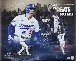 Freddie Freeman Los Angeles Dodgers Autographed 16" x 20" 2024 & 2025 World Series Walk-Off Home Run Collage Photograph - Fanatics Authentic Certified