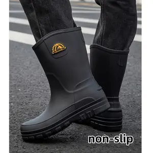 (New)Men's Fashionable Waterproof Rain Boots - Non-slip, Mid-calf Suitable For Outdoor And Fishing Activities