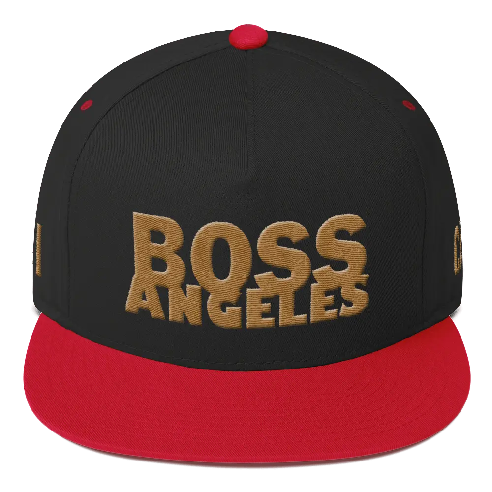 High-Profile Boss Angeles Snapback Hat, Structured 5-Panel 100% Cotton Twill Cap with Green Undervisor
