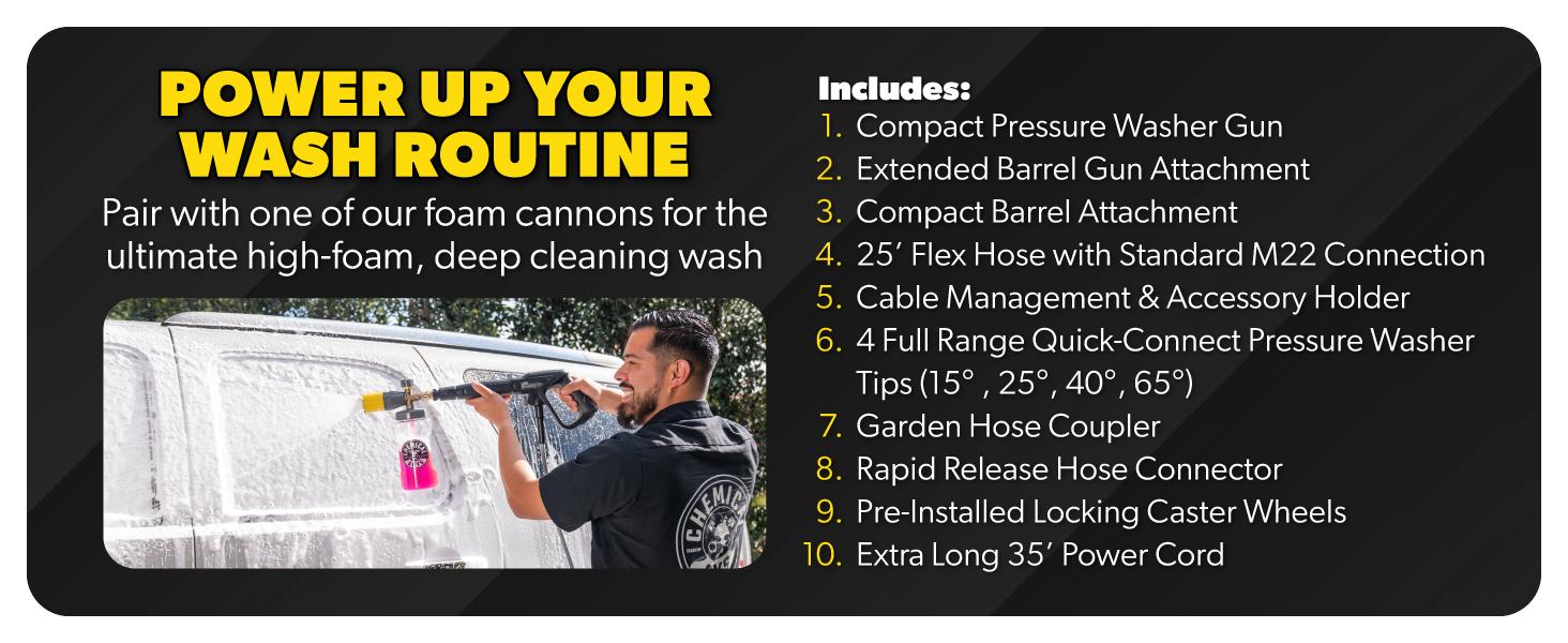 Chemical Guys ProFlow PM2000 Pro Electric High Pressure Washer - 2030 PSI, 1.77 GPM, Compact Lightweight Portable Design, Spray Gun, 4 Nozzles, Hose & Wand Pressure Washer Accessories for Auto Detailing, Home Cleaning, Portable Pressure Washer Chemical Guys ProFlow PM2000 Pro Electric High Pressure Washer - 2030 PSI, 1.77 GPM, Compact Lightweight Portable Design, Spray Gun, 4 Nozzles, Hose & Wand Pressure Washer Accessories for Auto Detailing, Home Cleaning, Portable Pressure Washer