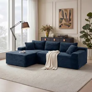 105'' Modular Sectional Sofa Couch, Cloud Sectional Couch with Deep Seat, Modern Modular L-Shape Sofa Couch with Chaise,Upholstered Couches for Living Room Bedroom,No Assembly, (Blue)