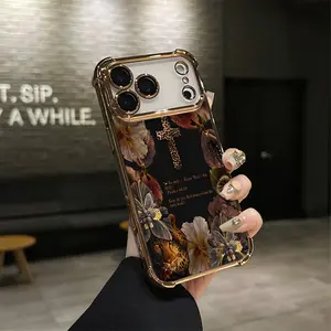 Bible text of the leopard lily Pattern four-corner drop-proof TPU phone case for iPhone 17 Pro Max Air 16 Pro Max 15 14 13 12 11 Plus Simple and stylish camera protection Shockproof Anti-Drop Durable Phone Case