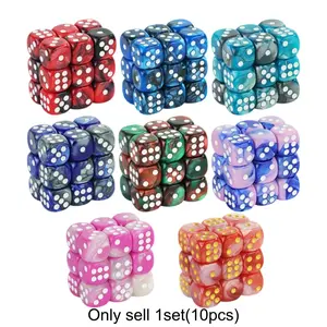10 Pieces 12mm Dice Set, 6 Sided Dot Dice, Mixed Color Effect, Ideal for Board Games, Perfect for Gaming Enthusiasts