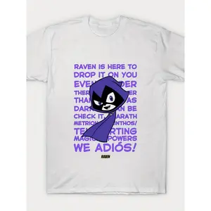 Men's Hellstar Teen Titans Go Raven Graphic T-Shirt - 100% Cotton, Heat Transfer Printed, Short Sleeve, Round Neck, Casual Fan Apparel for Casual Attire
