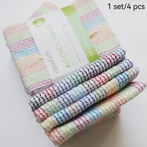 Double Layer Dishcloth Set, 4 Pcs Kitchen Towels, Easy to Clean, Home Essentials, Durable and Reusable, Perfect for Daily Use