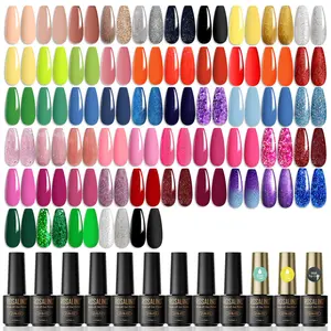 ROSALIND Mini Bottle Gel Nail Polish Set 55 Multicolors Pink Bule Shiny Glitter Gels with 6 Base /Top Coat Matt Top Coat Nail Gel Set Need UV Nails Lamp to Dry DIY for Your Choice Nail Art Design