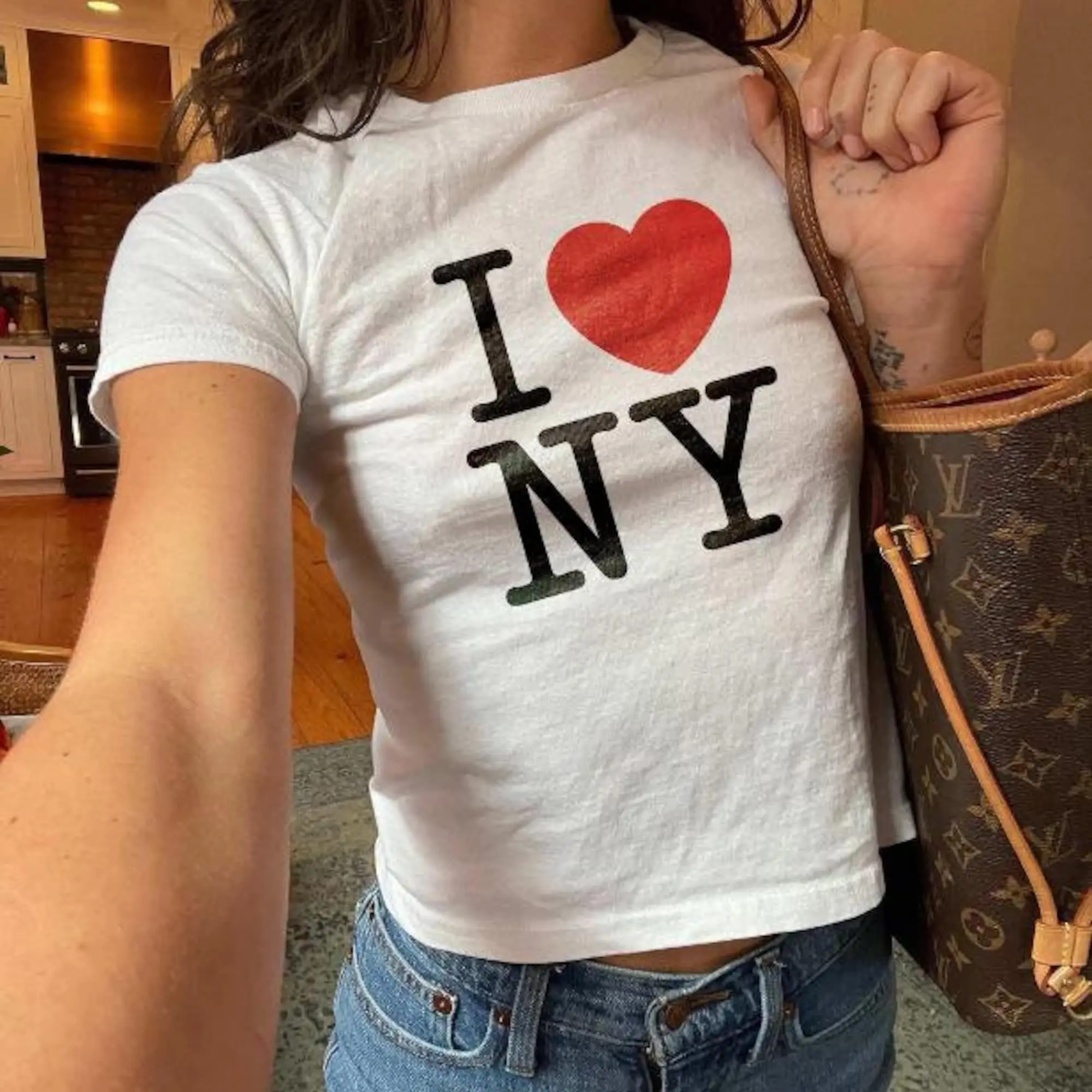 I Love NY - Y2k Style Baby Tee, New York City, Trendy