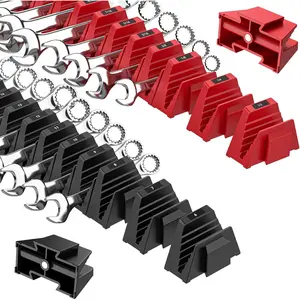 48PCS Modular Wrench Organizers for Tool Drawers - Black & Red - Wrench Rack with Metric & SAE Labels, Customizable Tool Holder for Tool Box Organization