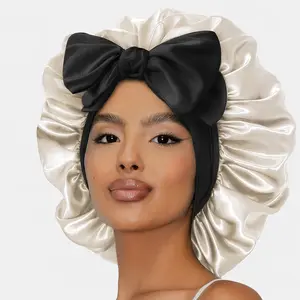 Double layer satin nightcap, silk nightcap with adjustable hair cap, women's nightcap with tie, 2026 new women's nightcap, gift