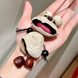 Bear big mouth fruit shell Duobao bag trailer hanging DIY hand-woven mobile phone keychain universal accessories pendant tide
