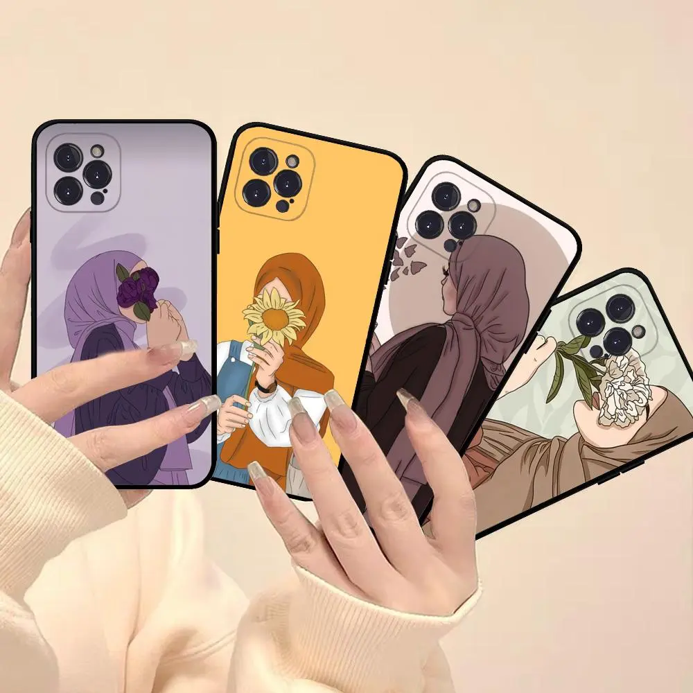 Muslim Arabic Hijab Girl Phone Case for iPhone 15 8 7 6 6S Plus X SE 2020 XR XS 14 11 12 13 Mini Pro Max Mobile Case