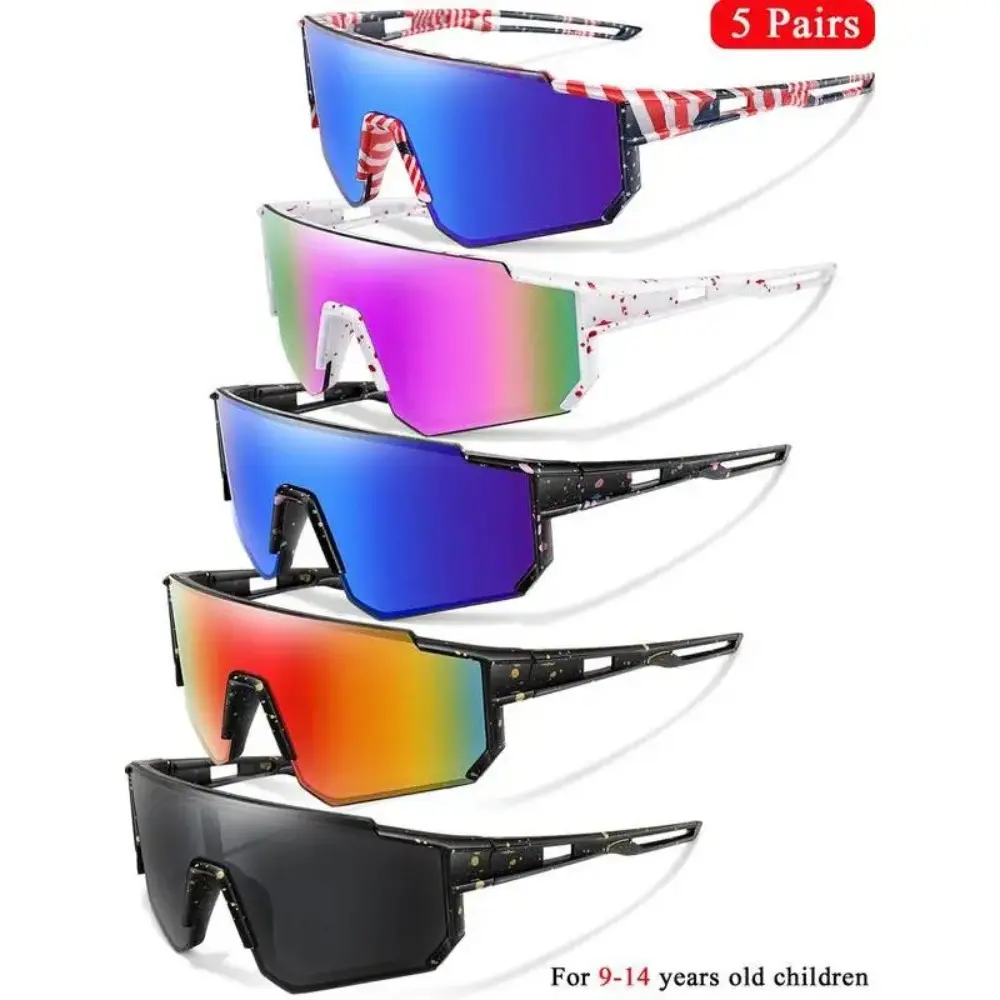 Youth Sportive Sunglasses 3-Pack, Unisex Multi-Color Frames with UV Lens for Sun Protection, Child Fit for Baseball & Cycling, Outdoor Sports Sunglasses, Sport Shades, Running Sunglasses