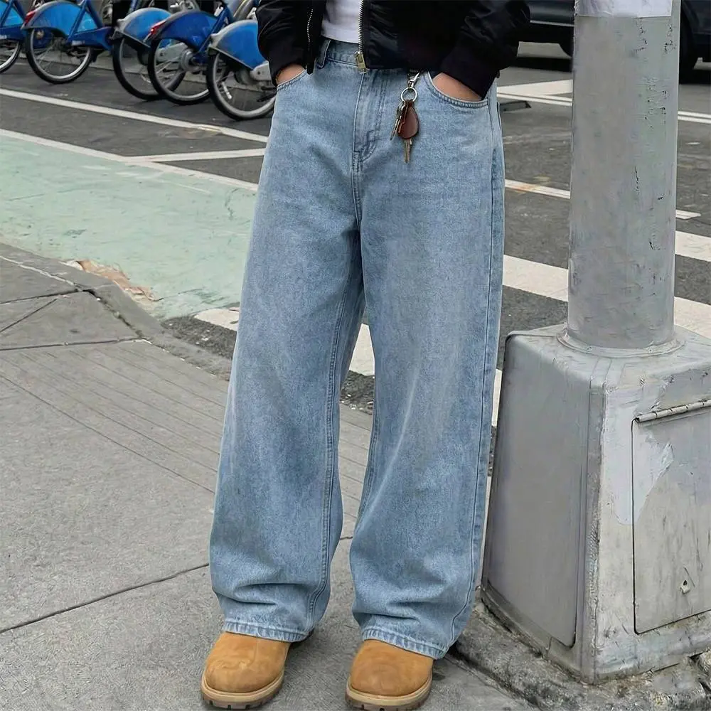 1-pack men’s new all-season fashion streetwear mid-length jeans — loose fit, versatile long pants, Menswear, Casual