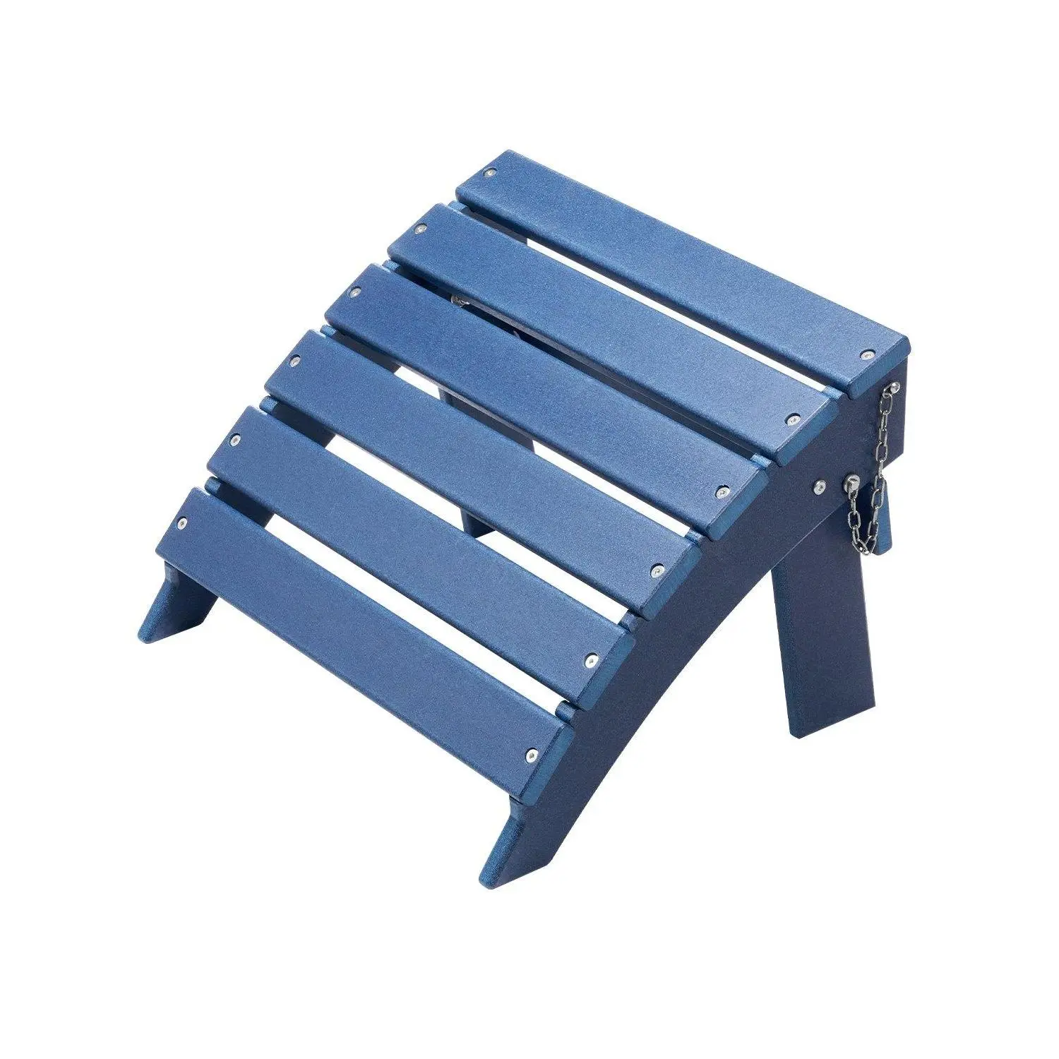 【Summerfinds】Adirondack Ottoman Stool - Ergonomic HDPE Plastic Folding Patio Footrest with Stainless Steel Components, 15.7L x 18.9W x 13H in, Blue Patio Outdoor Furniture for Gardens