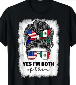 100%cotton Half Mexican And American Mexico America Usa Flag Girl Woman T-Shirt