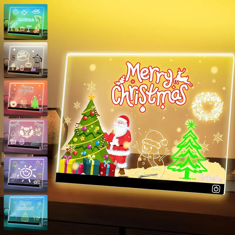2026 New Model 1×10'' LED Writing Board - 10" Message Space, Multicolor LED (7 Colors Light), Acrylic Dry Erase Surface, Night Light, 7 Markers, USB-Powered Cable, Ideal for Kids Room, Festival Gift (Office Stationery Art Supply)