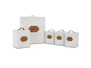 MegaChef Kitchen Food Storage and Organization 5 Piece Canister Set in White