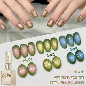 XEIJAYI Super Glossy Guava Cat Eye Nail Art, 3 Colors Available: Blue, Pink, and Other Trendy Autumn/Winter Nail Art. Fashionable Salon Cat Eye Design, Artistic Gel, Shimmering Gloss, Dazzling Cat Eye