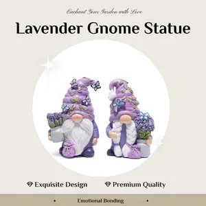 Hodao 2026 Adorable Lavender Gnomes with Butterflies & Flowers - Indoor Outdoor Decor, Heartwarming Mom Gift - Perfect Sentimental Home Accents Decorative Garden Sculptures Statues Garden Accessories
