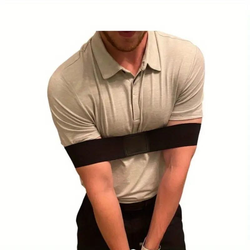 Golf Swing Correcting Arm Band Training Aid - Foldable Soft Fabric Stretchable Strap, Chicken Wing Fix Posture Corrector for Beginner Golfers, Lightweight Muscle Memory Building Tool for Swing Practice
