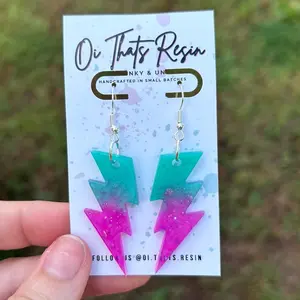 Turquoise and pink resin lightning bolts dangle earrings girl jewelry fashion earring trendy earring