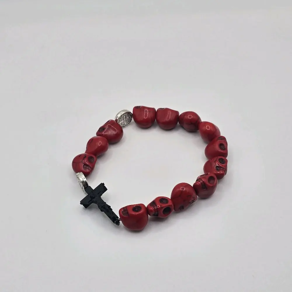 Skull Rosary Bracelet - One Decade Memento Mori (Homemade and Made-to-order)
