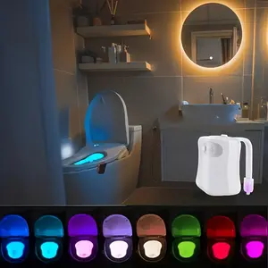 Smart Toilet Light with Motion Detection, 16 Color Options, Battery Powered, Infrared Sensor, Energy Saving, Safe Night Lighting